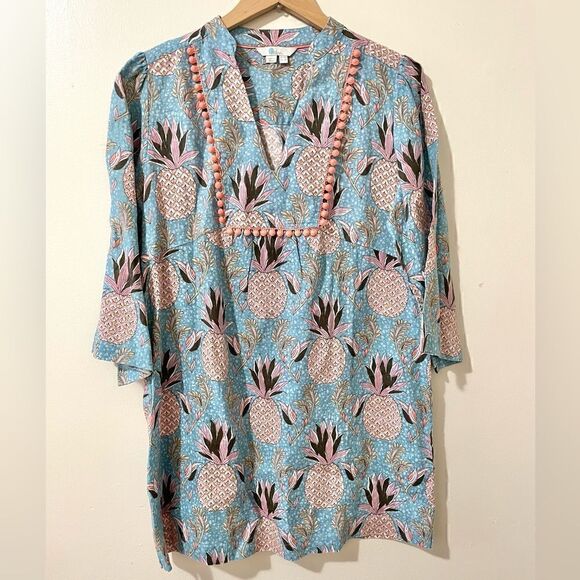 Boden Evangeline Pineapple Linen Tunic Size 8P